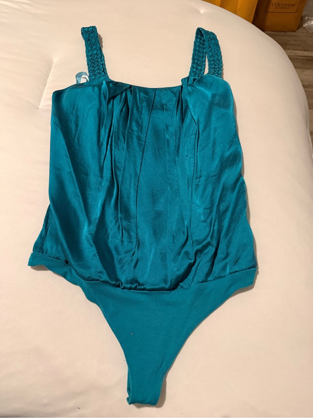 Marciano Teal Braided-Strap One-Piece Bodysuit
